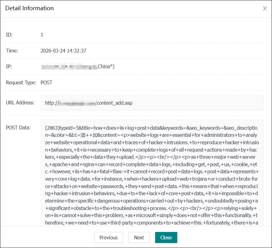 Detailed POST Logs