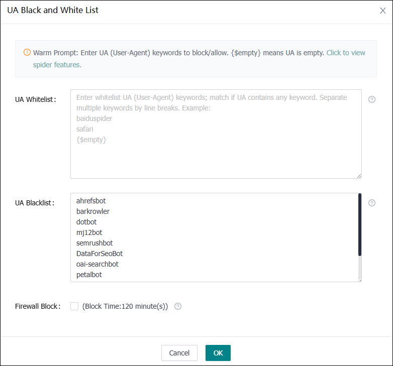 UA Black and White List